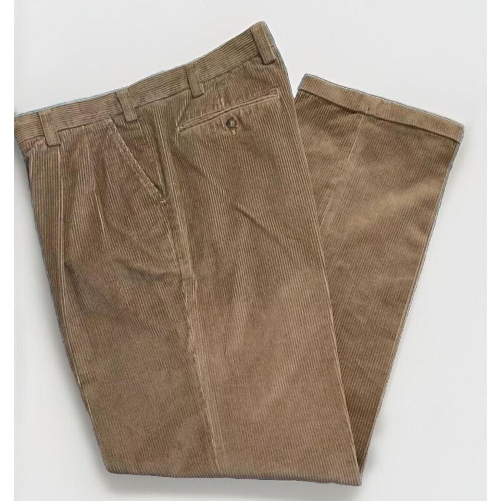 Mens Orvis Pleated Cuffed Chino Pants Corduroy Sz 40 40X33